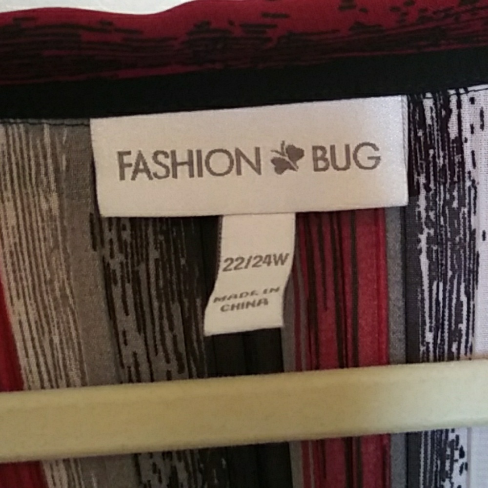 Lane BryantRed black and gray stripped dress shirt - Picture 3 of 3